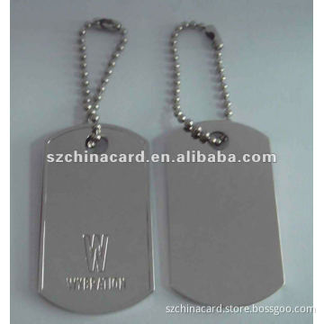 Stainless steel metal dog tag with ball chain